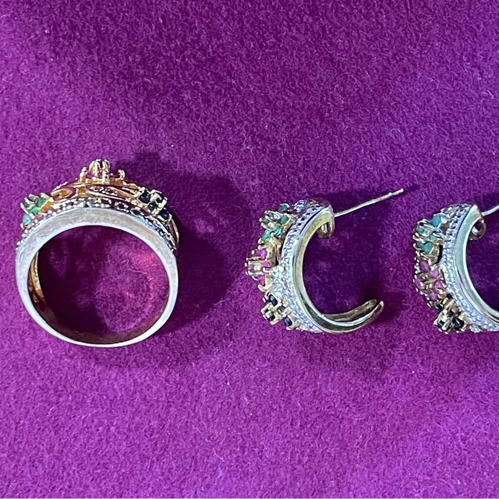 Vintage Style Gold Over Sterling Silver Earrings and Ring Set